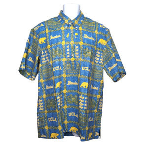 Reyn Spooner University UCLA Bruins Hawaiian Shirt Men XL Blue Gold Pullover NWT